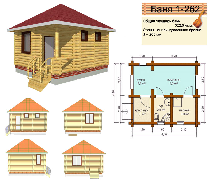 Проект бани 4х6
