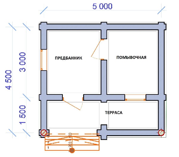 Проект бани с предбанником