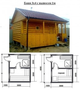 Проект бани 3 на 3 метра